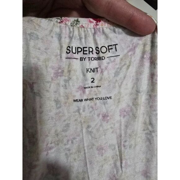 Floral Knit Babydoll Dress By Super Soft Torrid Size 2 With Square Neck & Flutte - Picture 6 of 6
